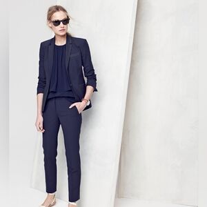 J. Crew 1035 Navy Bi-Stretch Blazer Jacket Italian Tollegno Wool Blend-Size 0